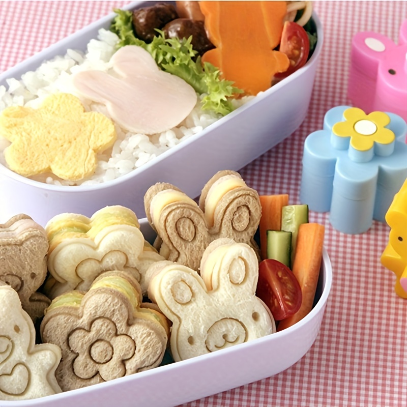 Cookies Pack - 3 ชิ้นเครื่องตัดแซนวิชคุกกี้ขนมปังแม่พิมพ์กระต่ายแพนด้าดอกไม้กล่องเบนโตะตกแต่งเครื่องมือครัว Gadgets
