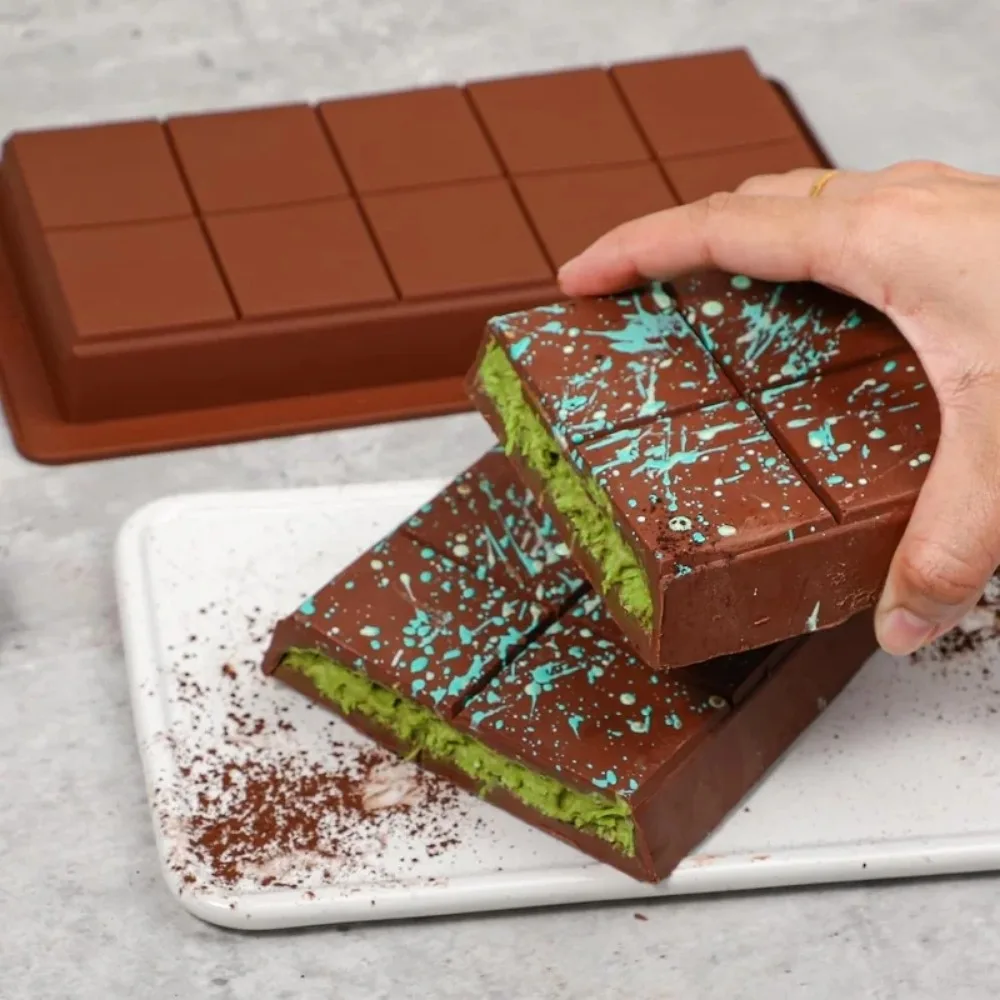 Protein Bar - แม่พิมพ์ซิลิโคนสำหรับทำช็อกโกแลตบาร์ รูปทรงสี่เหลี่ยม แกะง่าย ทนทาน เหมาะสำหรับโปรตีนบาร์และเอนเนอร์จีบาร์ แว็กซ์เมลต์