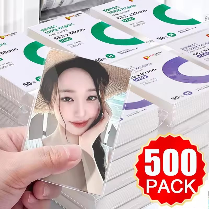 Popcorn - 500 ชิ้น ซองใส่การ์ดเกาหลี HD โปร่งใส ซองป้องกันการ์ดไอดอล